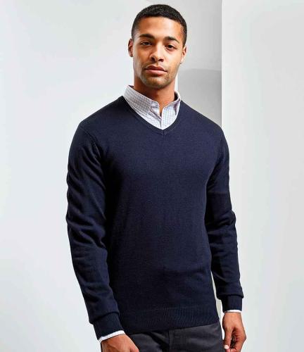 Premier Essential Acrylic V Neck Sweater - NAV - S
